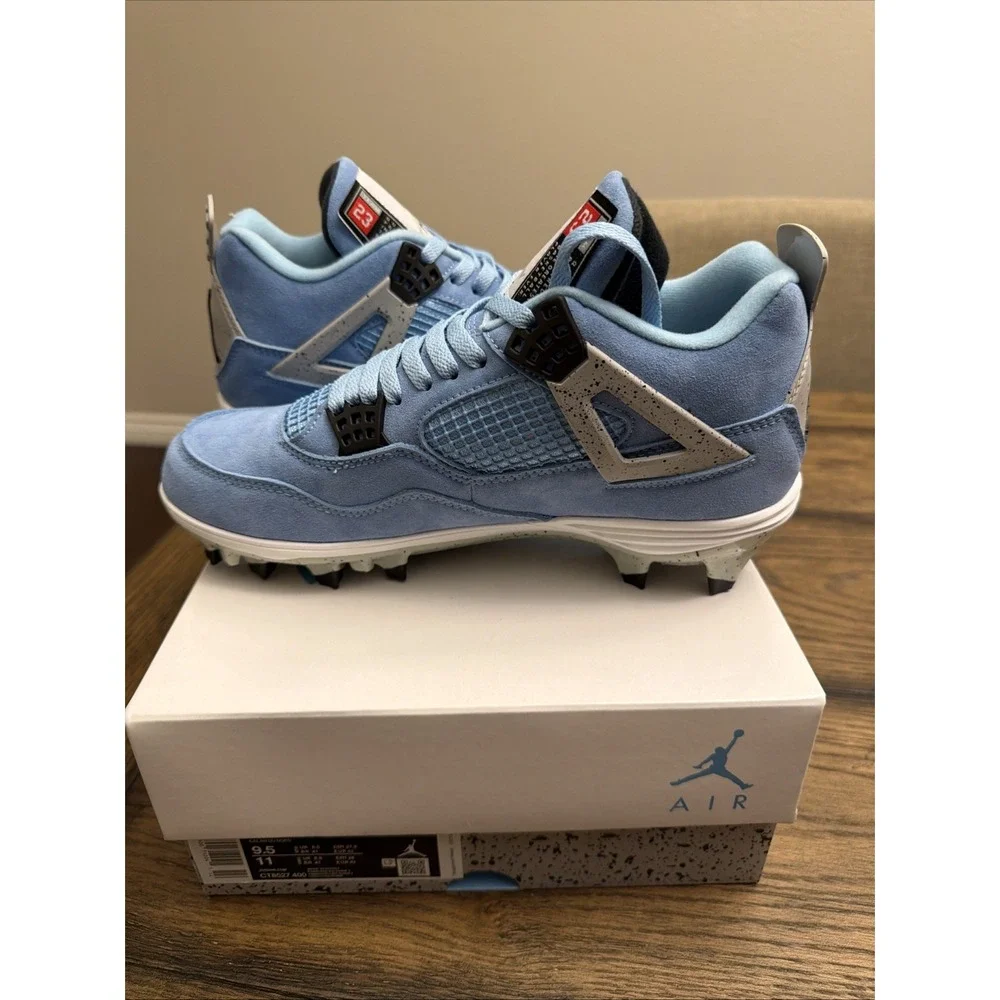 Custom Air Jordan 4 University Blue Football Cleats  Mens Size 9.5